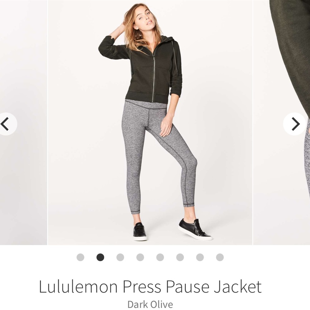 Lululemon Press Pause Jacket Hoody Full Zip Olive W4ALGS Workout Yoga Women 10
